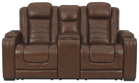 Thumbnail for Backtrack - Chocolate - Pwr Rec Loveseat/Con/Adj Hdrst - Tony's Home Furnishings