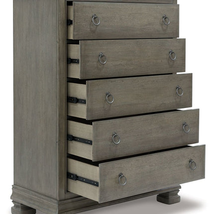 Lexorne - Gray - Five Drawer Chest Signature Design by Ashley® 