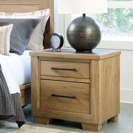 Galliden - Light Brown - Two Drawer Night Stand Signature Design by Ashley® 