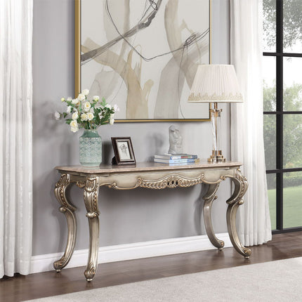 Miliani - Sofa Table With Marble Top - Natural Antique Bronze - Tony's Home Furnishings