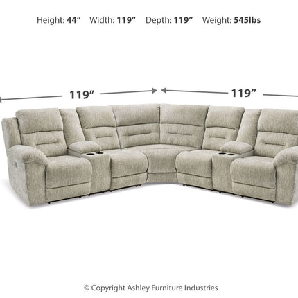 Family Den - Pewter - 3-Piece Power Reclining Sectional With 2 Loveseats With Console - Tony's Home Furnishings