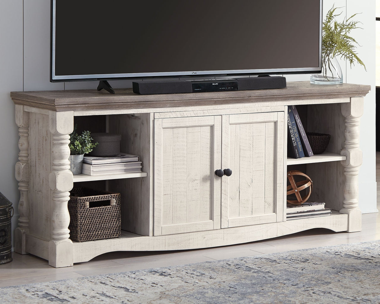 Havalance - Brown / Beige - 4 Pc. - Entertainment Center - 67" TV Stand - Tony's Home Furnishings