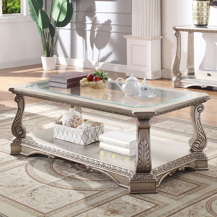 Northville - Coffee Table - Antique Silver & Clear Glass ACME 