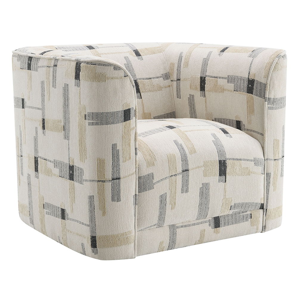 Darya - Chair With Swivel - Beige Pattern Fabric - Tony's Home Furnishings