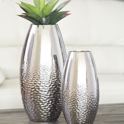 Dinesh - Silver Finish - Vase Set (Set of 2) Ashley Furniture 