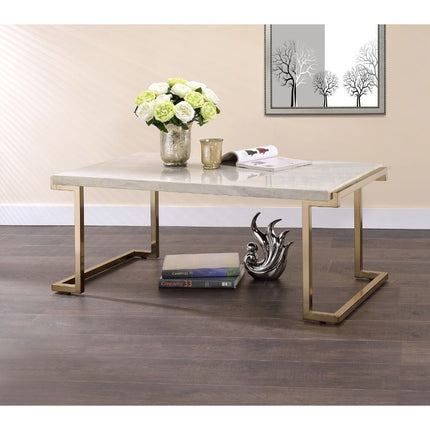 Boice II - Coffee Table - Faux Marble & Champagne ACME 