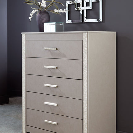 Surancha - Gray - Five Drawer Wide Chest Signature Design by Ashley® 