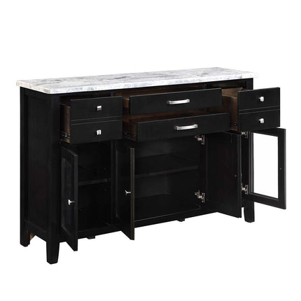 Hussein - Server With Marble Top - Marble & Black Finish ACME 