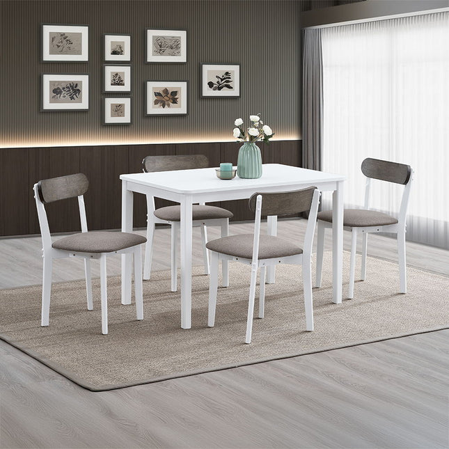 Fidelity - 5 Piece Pack Dining Set - White & Gray Finish ACME 