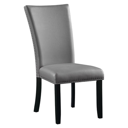 Caralin - Side Chair (Set of 2) - Gray Synthetic Leather & Black Finish ACME 