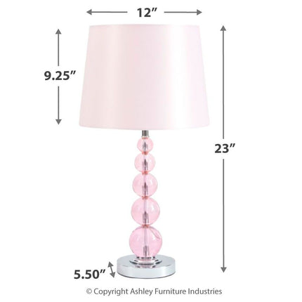 Letty - Pink - Crystal Table Lamp Ashley Furniture 