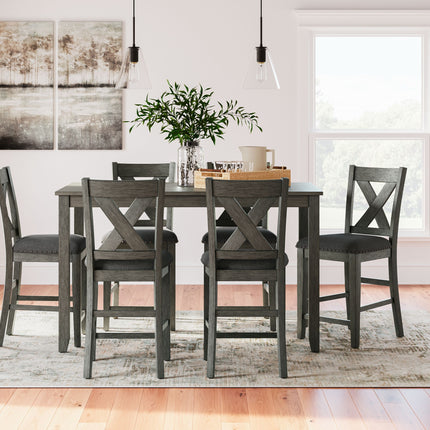 Caitbrook - Gray - Rect Drm Counter Table Set (Set of 7) Signature Design by Ashley® 