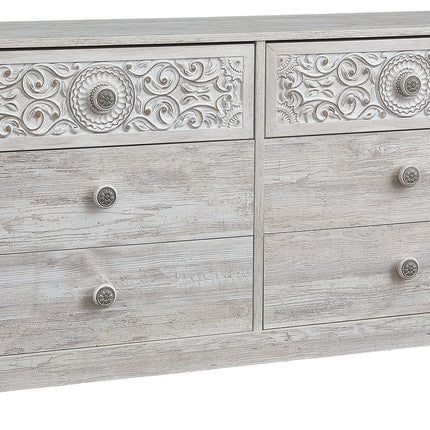 Paxberry - Whitewash - Six Drawer Dresser - Vinyl-Wrapped Ashley Furniture 