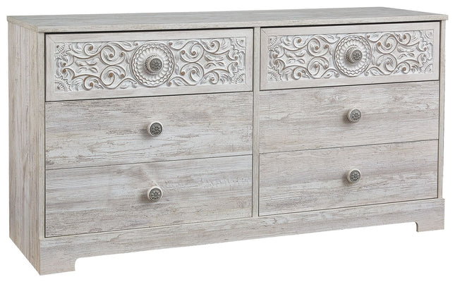 Paxberry - Whitewash - Six Drawer Dresser - Vinyl-Wrapped Ashley Furniture 