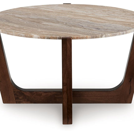 Tanidore - Warm Brown - Round Cocktail Table Signature Design by Ashley® 