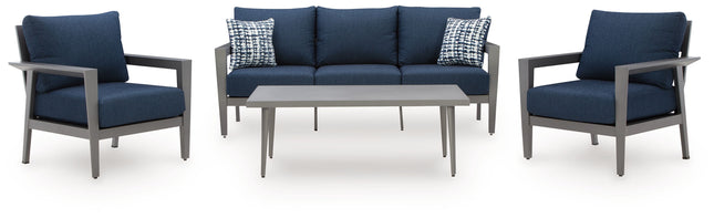 Gali - Gray / Blue - Sofa / Chairs / Table Set (Set of 4) Signature Design by Ashley® 