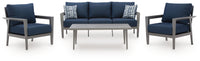 Gali - Gray / Blue - Sofa / Chairs / Table Set (Set of 4) Signature Design by Ashley® 