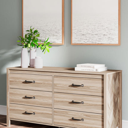 Battelle - Tan - Six Drawer Dresser Signature Design by Ashley® 