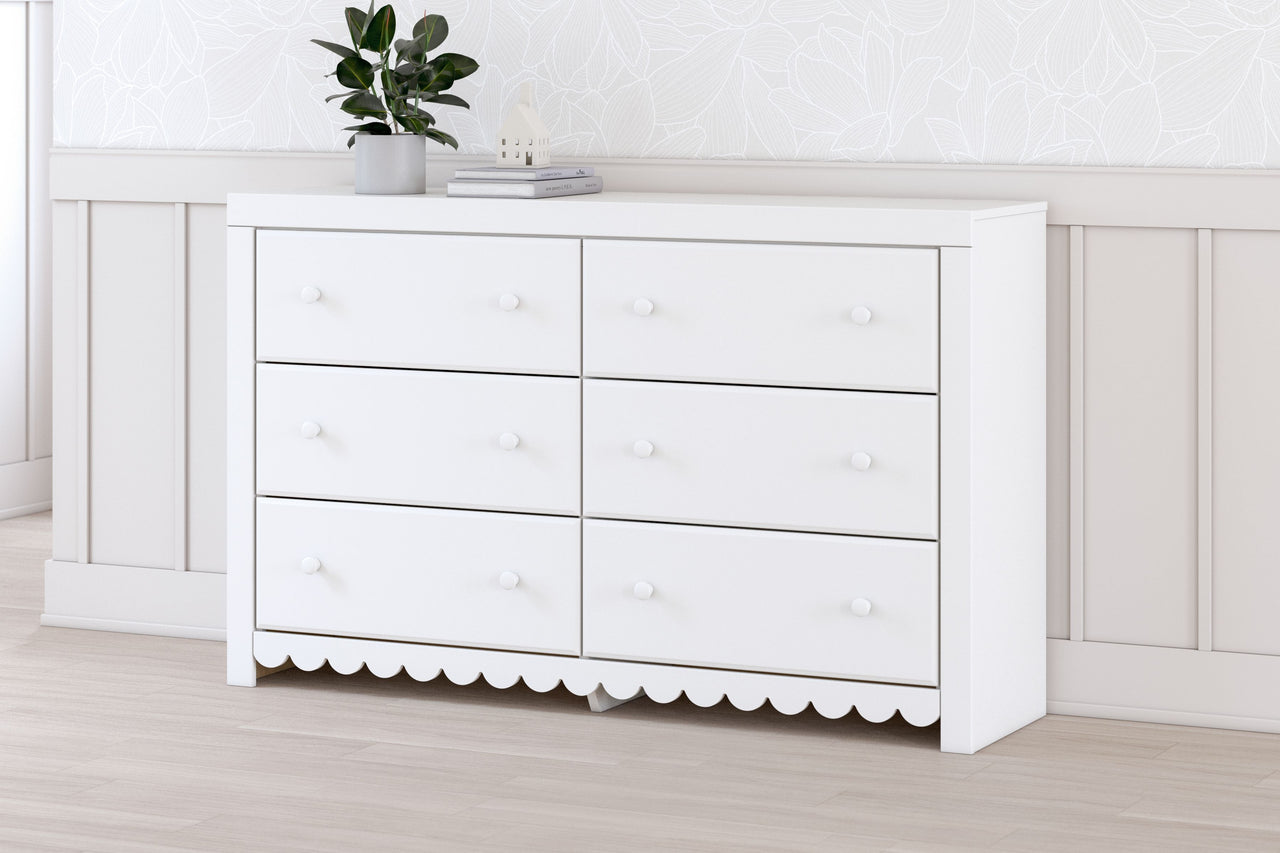 Mollviney - White - Six Drawer Dresser - Tony's Home Furnishings