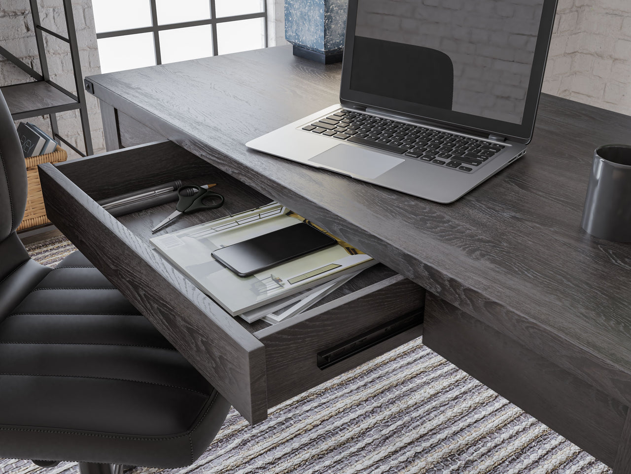 Freedan - Grayish Brown - Home Office Desk - Tony's Home Furnishings