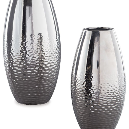 Dinesh - Silver Finish - Vase Set (Set of 2) Ashley Furniture 