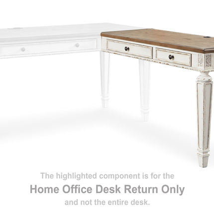 Realyn - White / Brown - Home Office Desk Return Ashley Furniture 