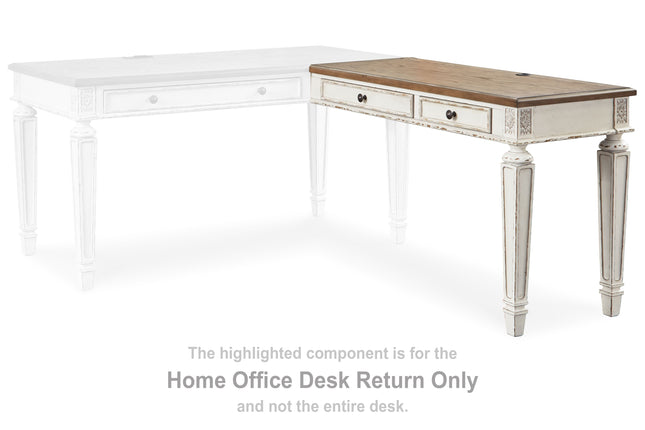 Realyn - White / Brown - Home Office Desk Return Ashley Furniture 