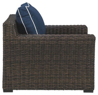 Thumbnail for Grasson - Brown / Blue - Lounge Chair W/Cushion