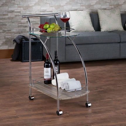 Badin - Serving Cart - Chrome & Clear Glass ACME 