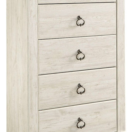 Willowton - Brown / Beige / White - Five Drawer Chest Ashley Furniture 