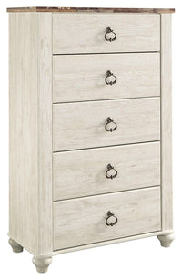 Thumbnail for Willowton - Brown / Beige / White - Five Drawer Chest Ashley Furniture 