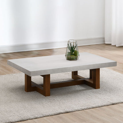 Keven - Coffee Table - Faux Concrete Top & Walnut  Finish ACME 