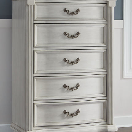 Montelaine - Antique White - Five Drawer Chest Benchcraft® 