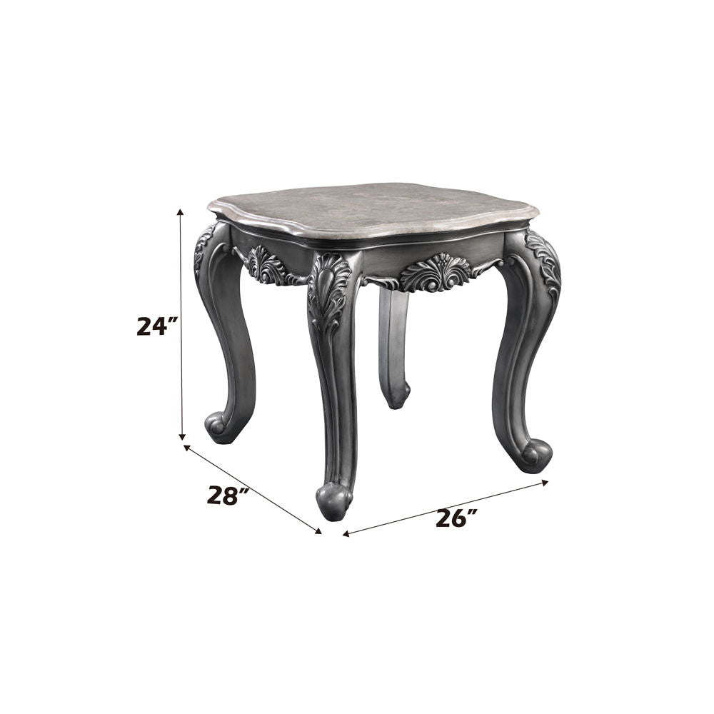 Ariadne - End Table - Marble & Platinum ACME 