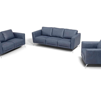 Astonic - Loveseat - Blue Leather - Tony's Home Furnishings