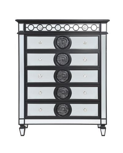Varian II - Chest - Black Velvet & Black & Sliver Finish ACME 