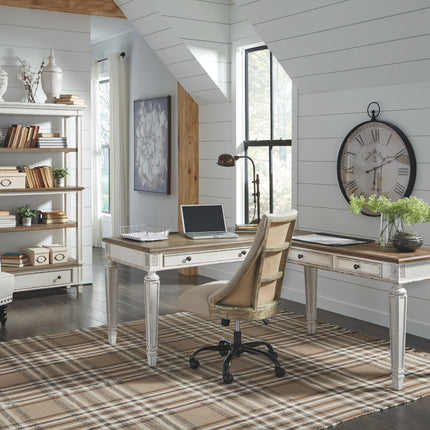 Realyn - White / Brown - Home Office L Shaped Desk Signature Design by Ashley® 