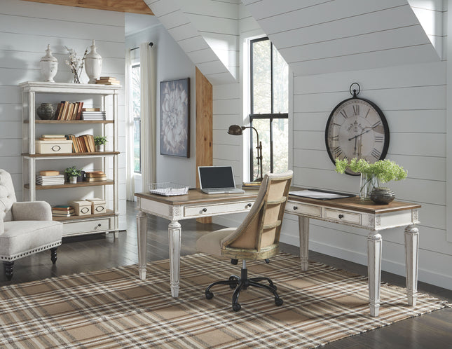 Realyn - White / Brown - Home Office L Shaped Desk Signature Design by Ashley® 