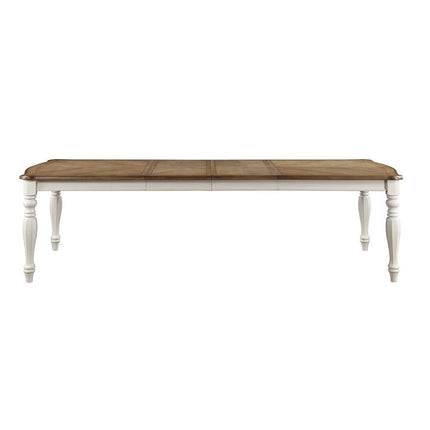 Florian - Dining Table With 2 Leaves - Oak & Antique White ACME 