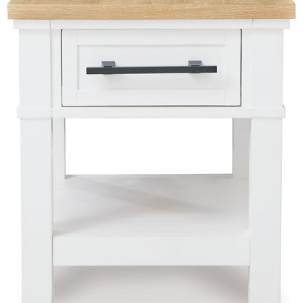 Ashbryn - White / Natural - Rectangular End Table Signature Design by Ashley® 