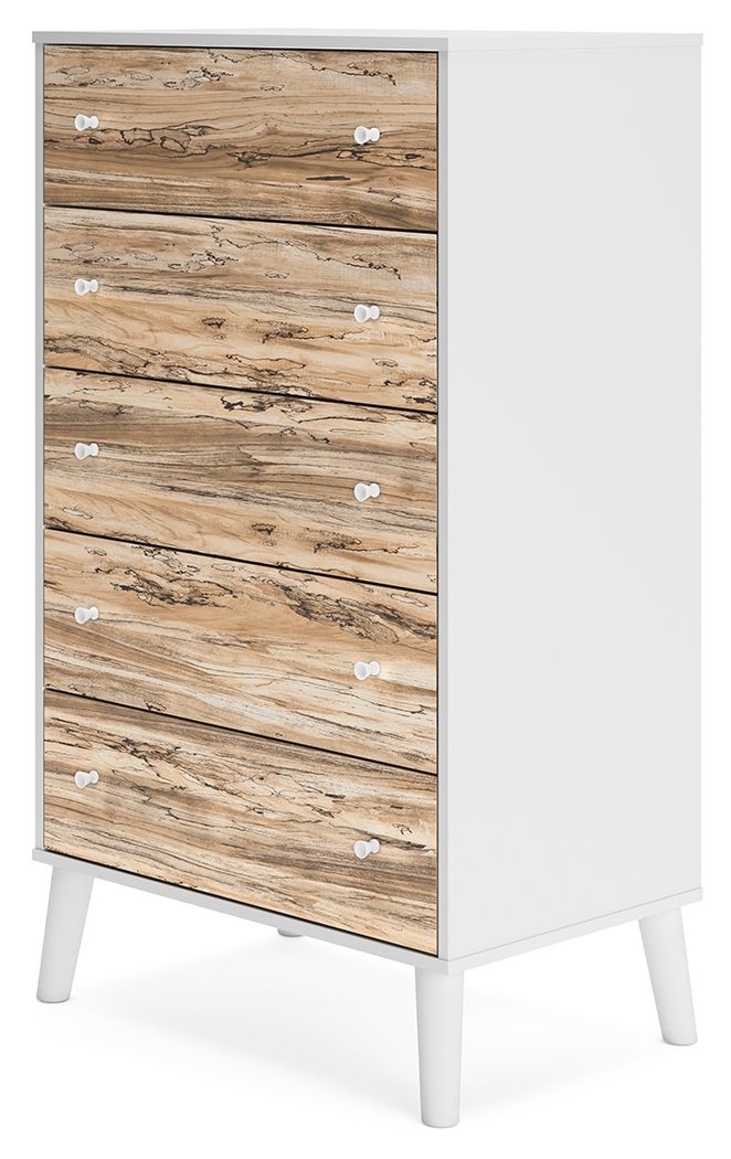 Piperton - Brown / White - Five Drawer Chest - Tony's Home Furnishings