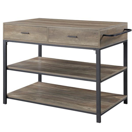 Macaria - Kitchen Island - Rustic Oak & Black Finish - 36" ACME 