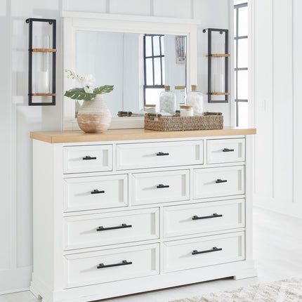 Ashbryn - White / Natural - Dresser And Mirror Benchcraft® 