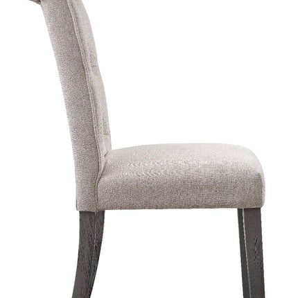 Yabeina - Side Chair (Set of 2) - Beige Linen & Gray Finish ACME 