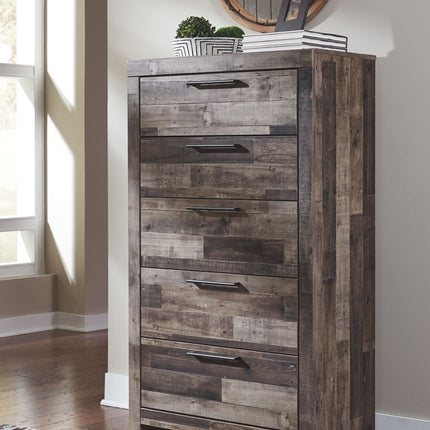 Derekson - Multi Gray - Five Drawer Chest Ashley Furniture 