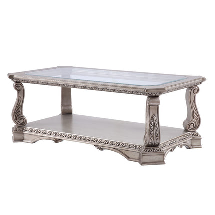 Northville - Coffee Table - Antique Silver & Clear Glass ACME 