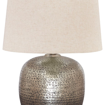 Magalie - Antique Silver Finish - Metal Table Lamp Ashley Furniture 