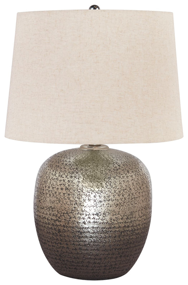 Magalie - Antique Silver Finish - Metal Table Lamp Ashley Furniture 