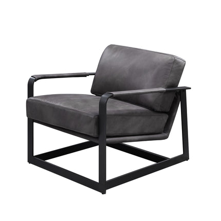 Locnos - Accent Chair - Gray Top Grain Leather & Black Finish ACME 