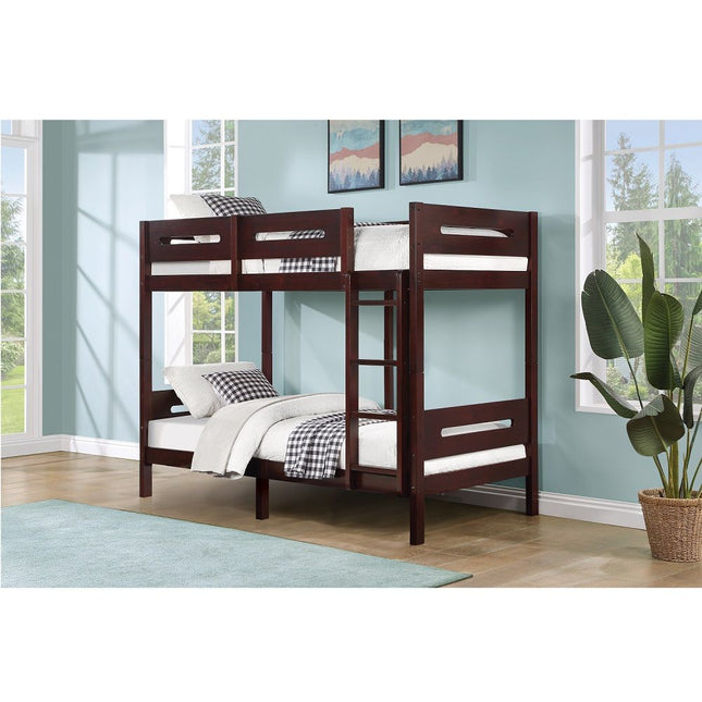 Nissa - Twin Over Twin Bunk Bed - Espresso - Tony's Home Furnishings